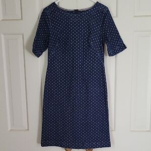 Boden Womens Short Sleeve Denim Midi Dress Polka Dots Preppy Sz 6